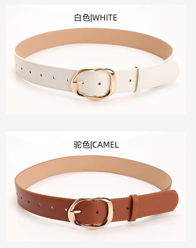 Women's Black PU Belt with Gold Oval Buckle — feature 32