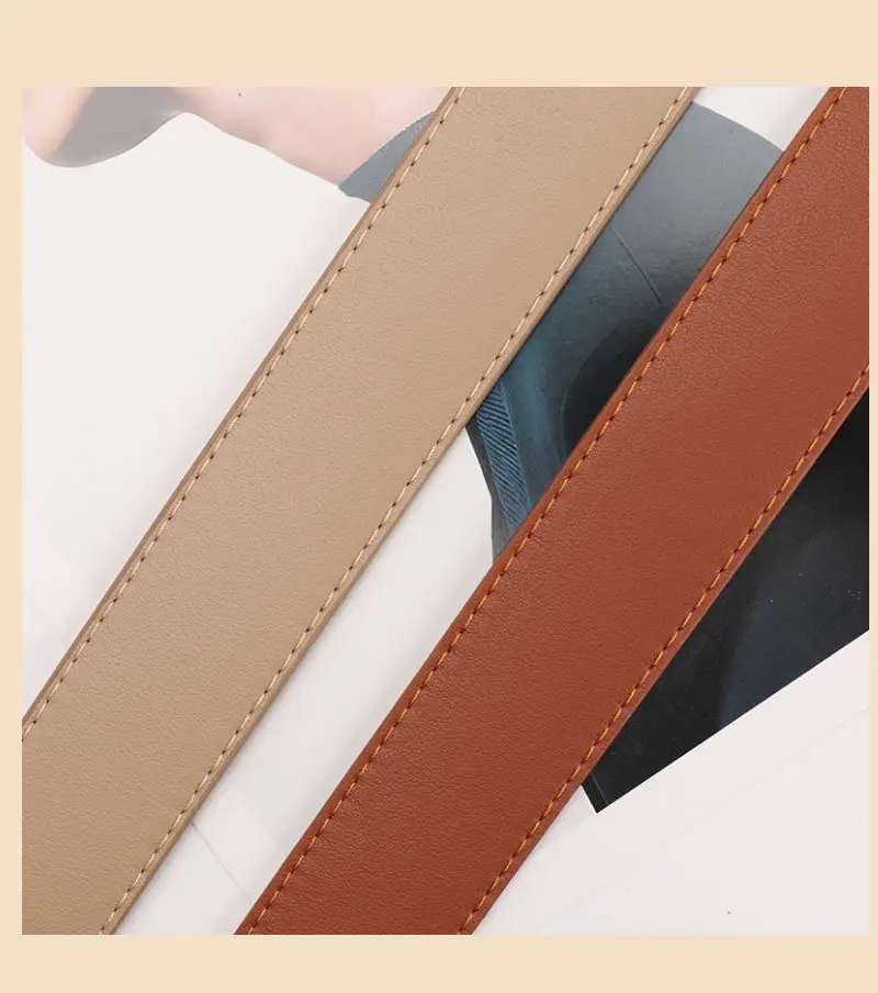 Women's Black PU Belt with Gold Oval Buckle — feature 34