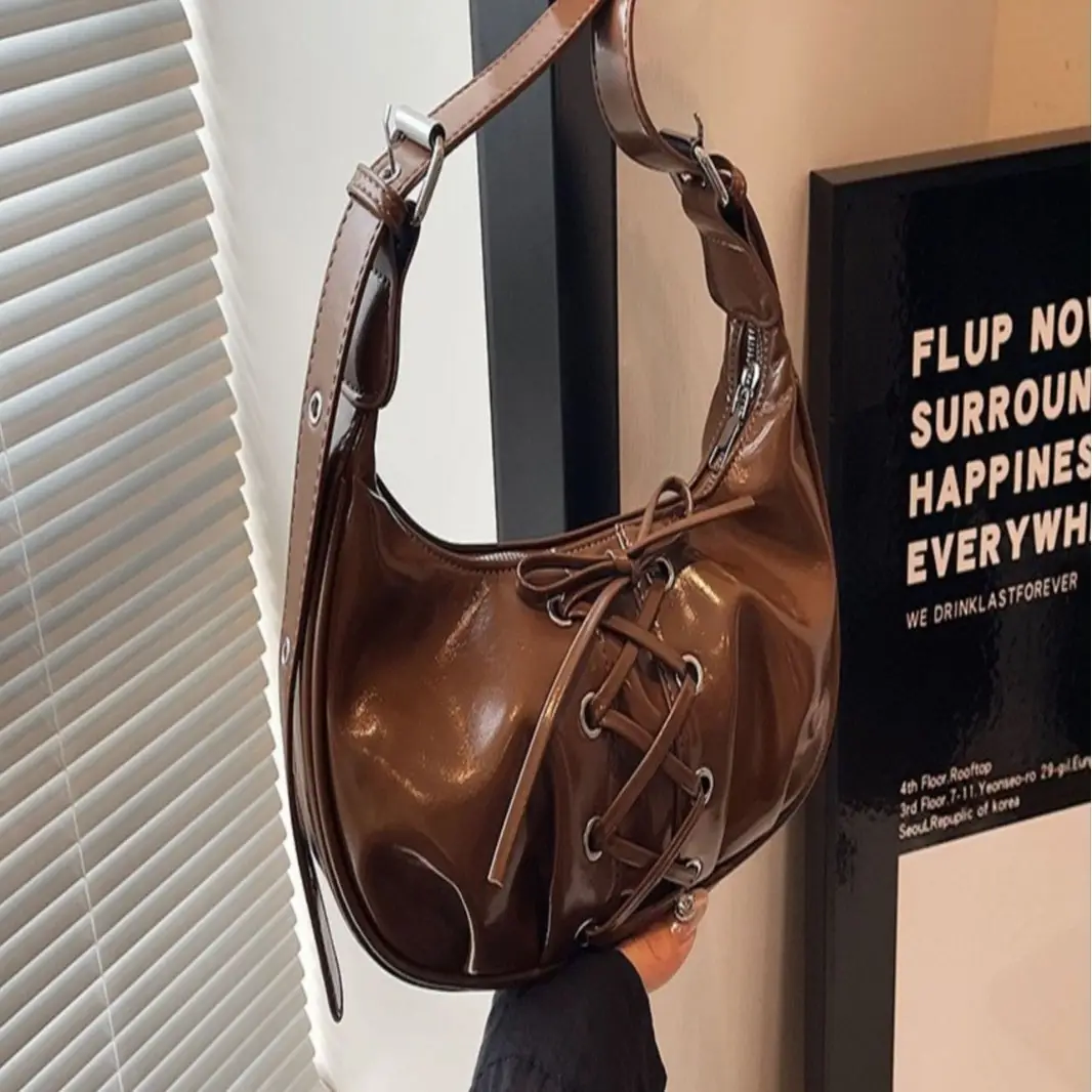 Brown Pleated Bow Tie Women's Shoulder Bag 2026