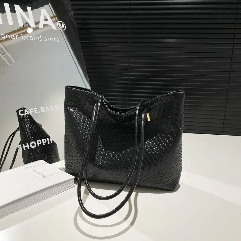 2025 Women's White Textured Shoulder Bag with White Handles
