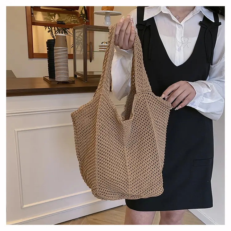 Women's Straw Woven Shoulder Bag White Casual Summer — feature 16