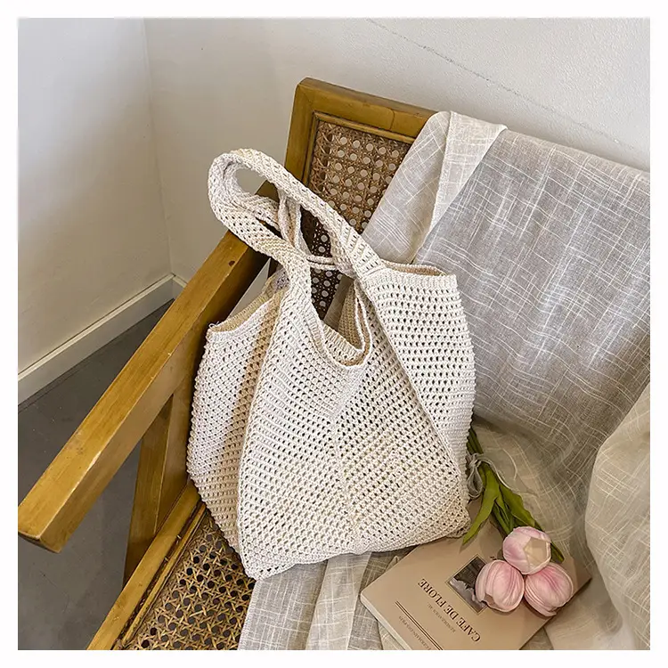 Women's Straw Woven Shoulder Bag White Casual Summer — feature 20