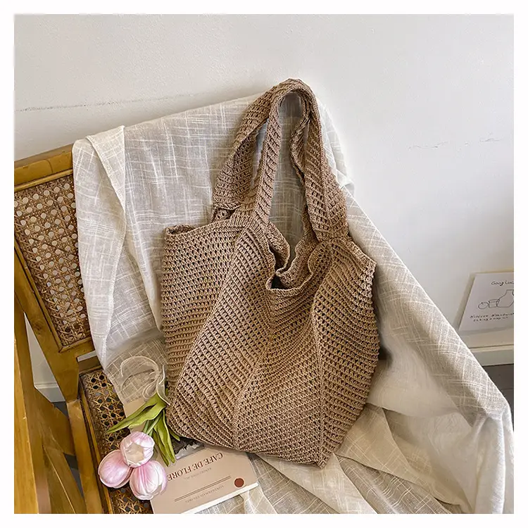 Women's Straw Woven Shoulder Bag White Casual Summer — feature 21