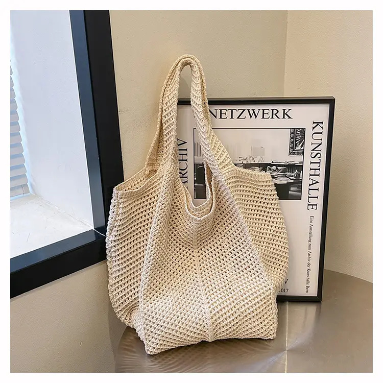 Women's Straw Woven Shoulder Bag White Casual Summer — feature 22