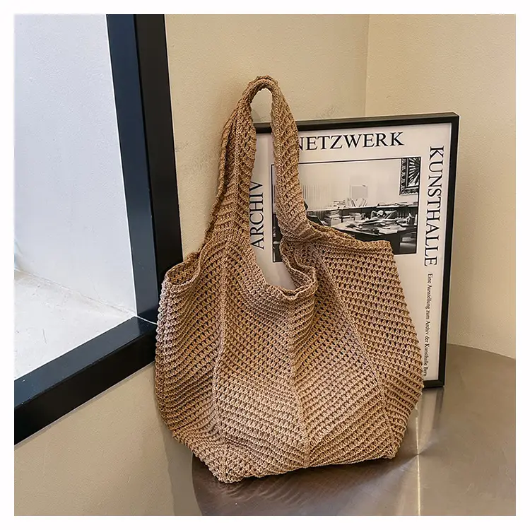 Women's Straw Woven Shoulder Bag White Casual Summer — feature 23