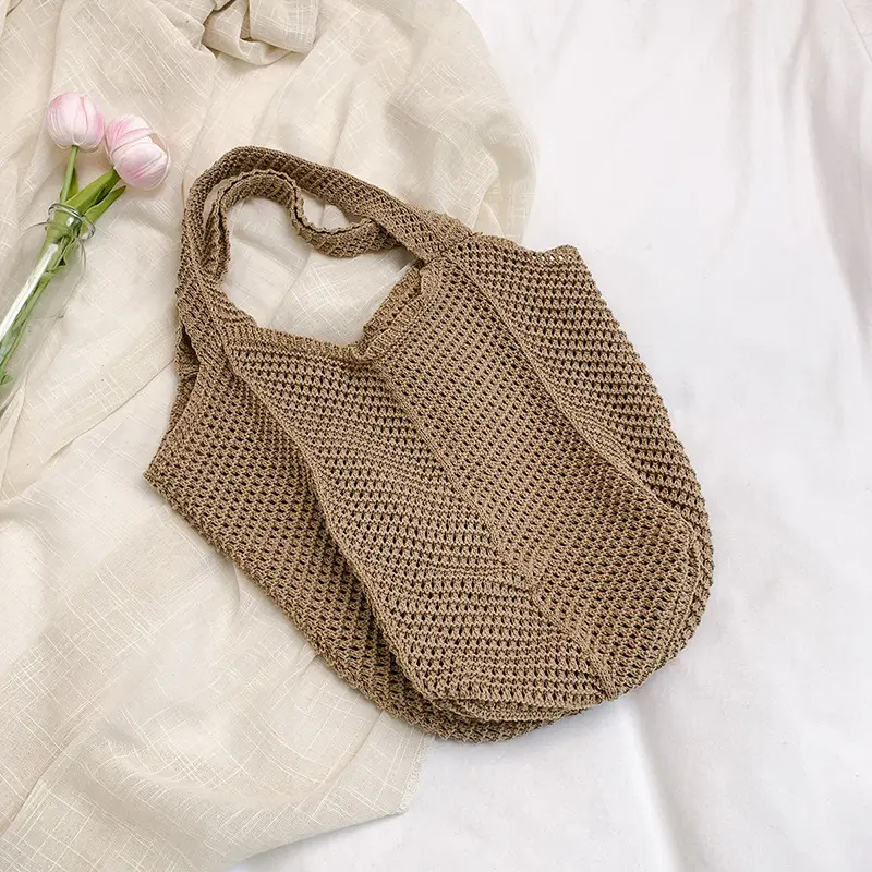 Women's Straw Woven Shoulder Bag White Casual Summer - Image 2