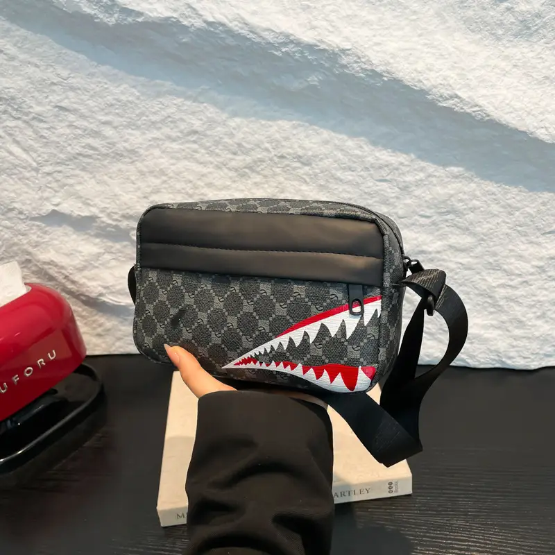 2025 Women Black Geometric Crossbody Bag with Mobile Holder - Image 8