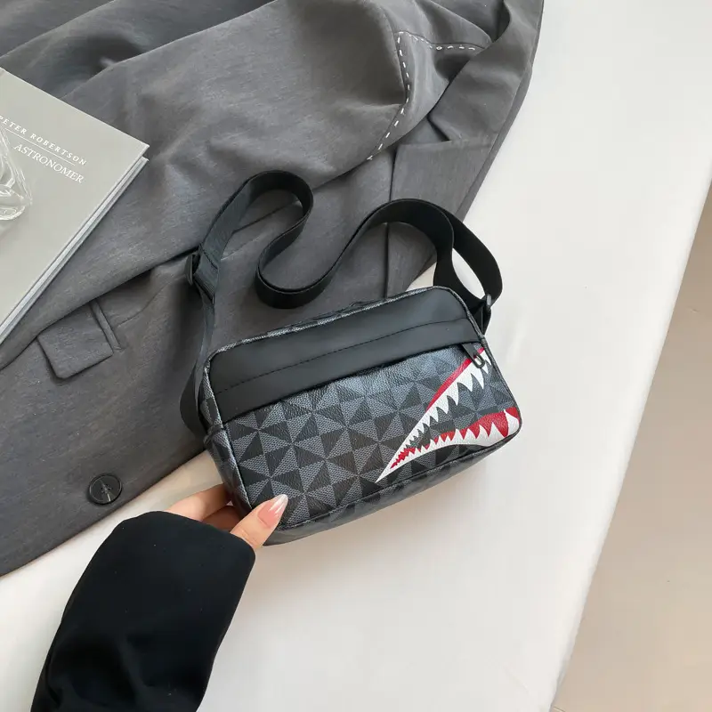 2025 Women Black Geometric Crossbody Bag with Mobile Holder - Image 2