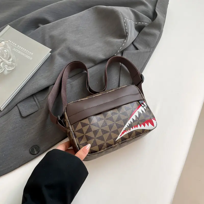 2025 Women Black Geometric Crossbody Bag with Mobile Holder - Image 3