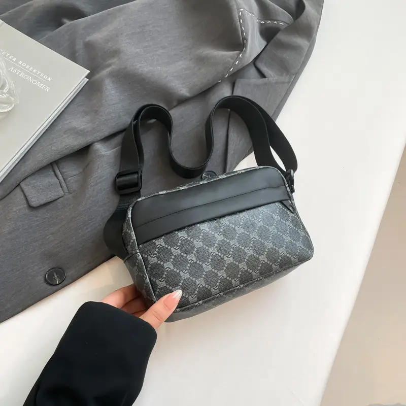 2025 Women Black Geometric Crossbody Bag with Mobile Holder - Image 4
