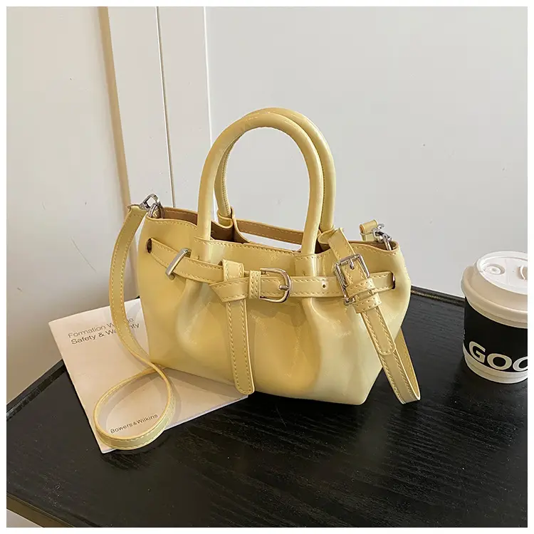 Women Pleated Handbag Gold One Shoulder Bucket Bag — feature 31
