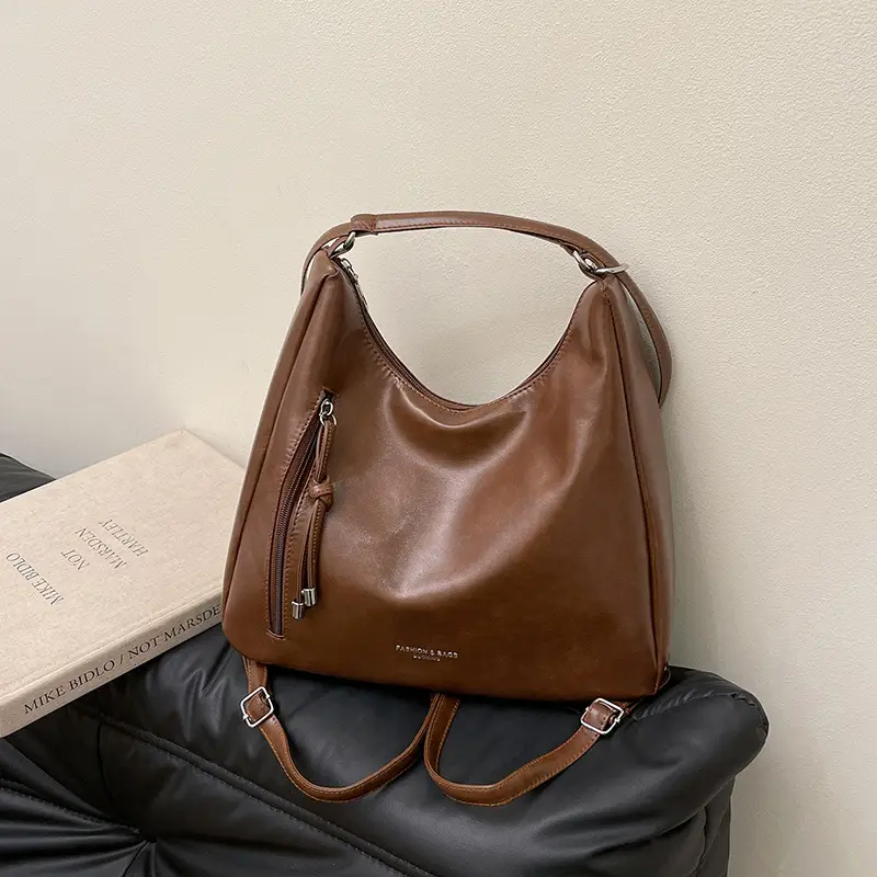 Brown Leather Shoulder Backpack for Women 2025
