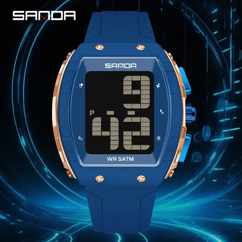 Sanda Blue Digital Men's Sports Watch with Alarm & Water Resistant - Image 4