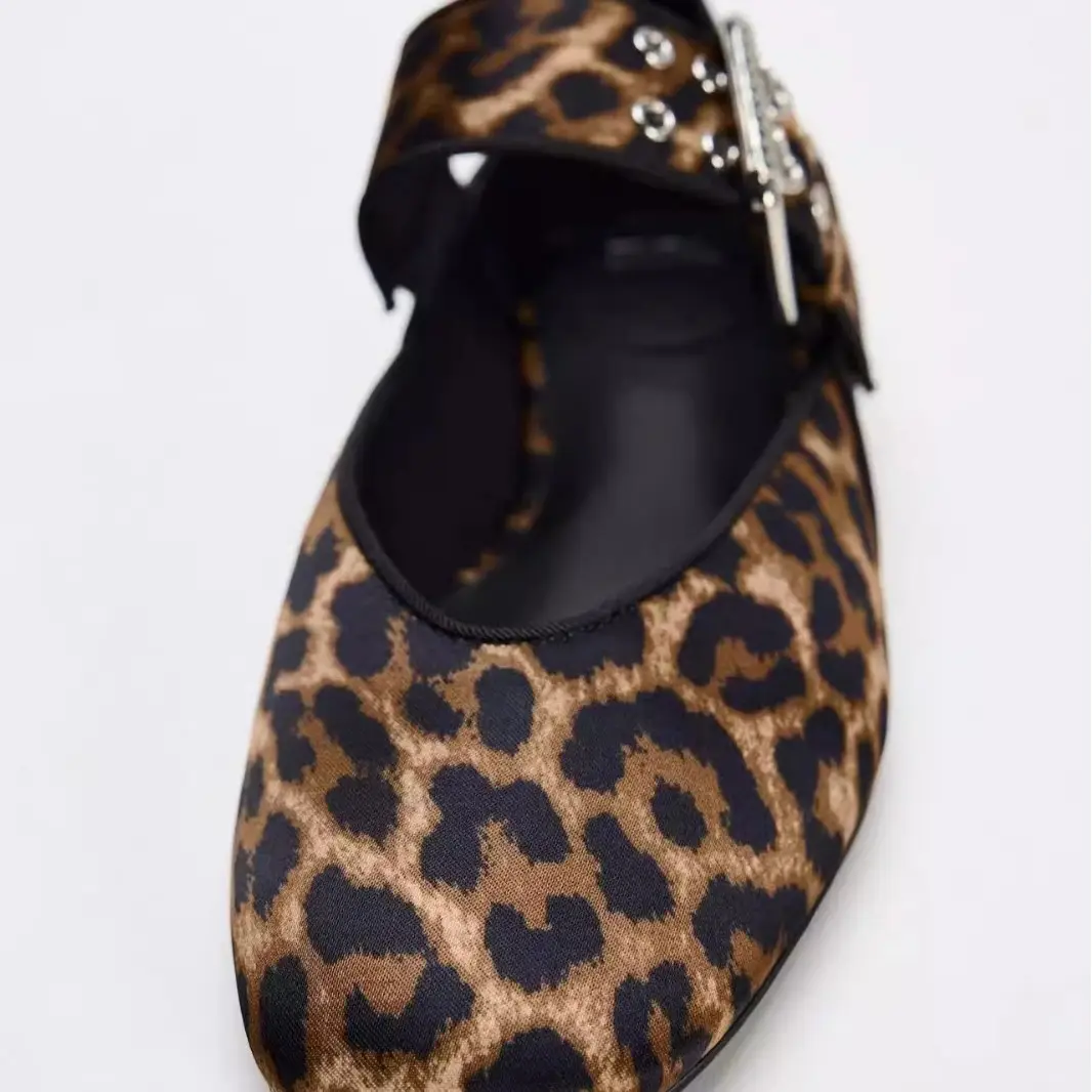 Leopard Print Mary Jane Flat Pumps 2025