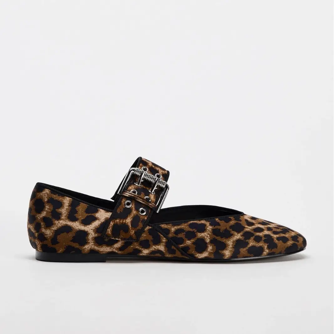 Leopard Print Mary Jane Flat Pumps 2025