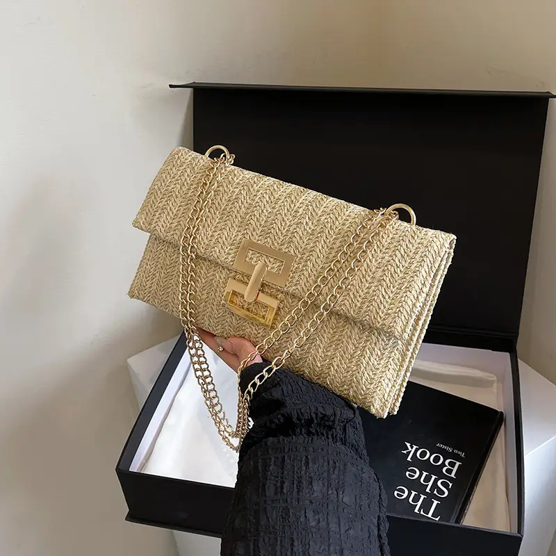 Cross-Border Exclusive New Shoulder Bag Double-Layer Woven Underarm Bag Beach Vacation Straw Bag Fashion Chain Bag - Image 7
