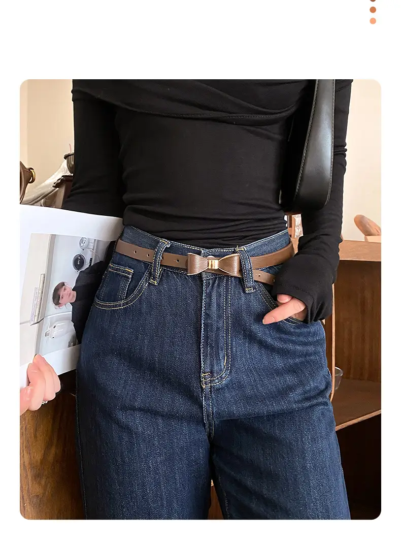 Women Brown Bow Belt for Jeans 2025 New Korean Style — feature 5