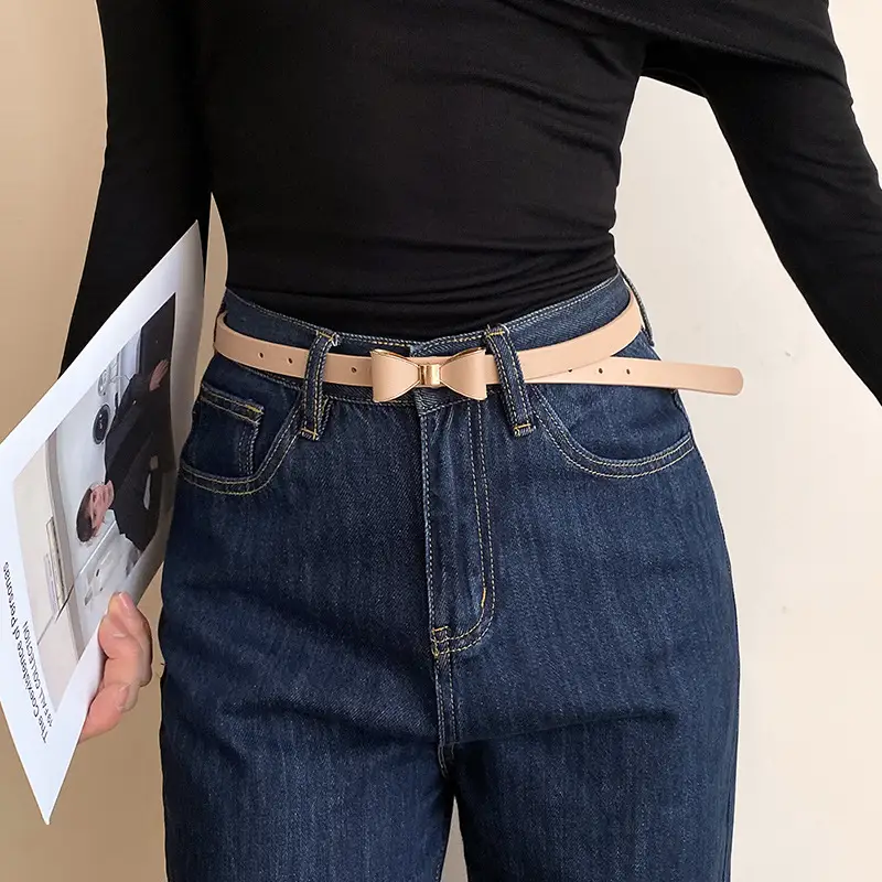 Women Brown Bow Belt for Jeans 2025 New Korean Style - Image 2