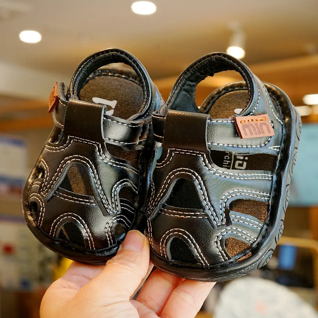 Toddler Sandals White Leather 1-2Yrs Non-Slip Sole - Image 5