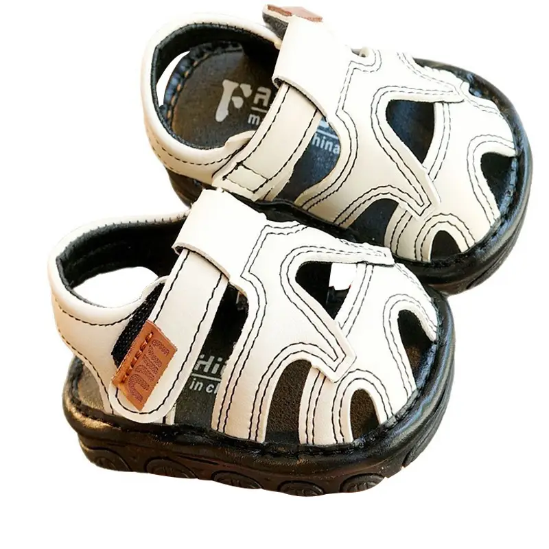 Toddler Sandals White Leather 1-2Yrs Non-Slip Sole - Image 7