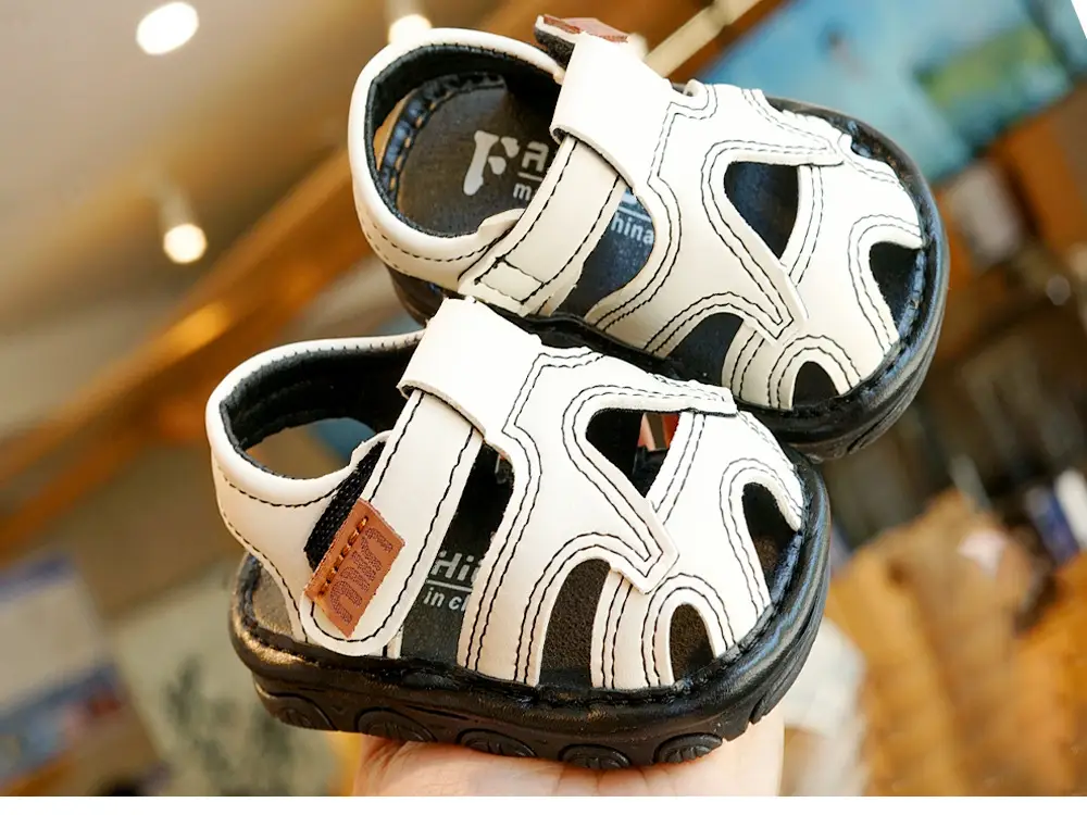 Toddler Sandals White Leather 1-2Yrs Non-Slip Sole — feature 4