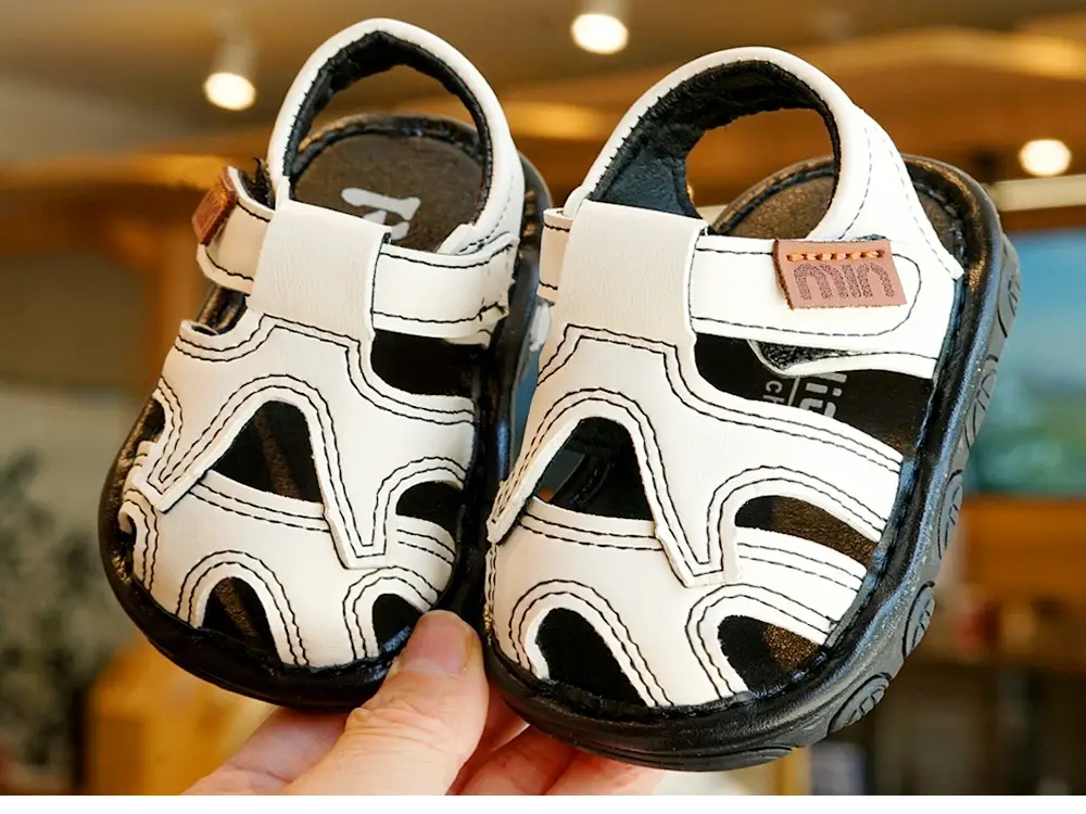 Toddler Sandals White Leather 1-2Yrs Non-Slip Sole — feature 5