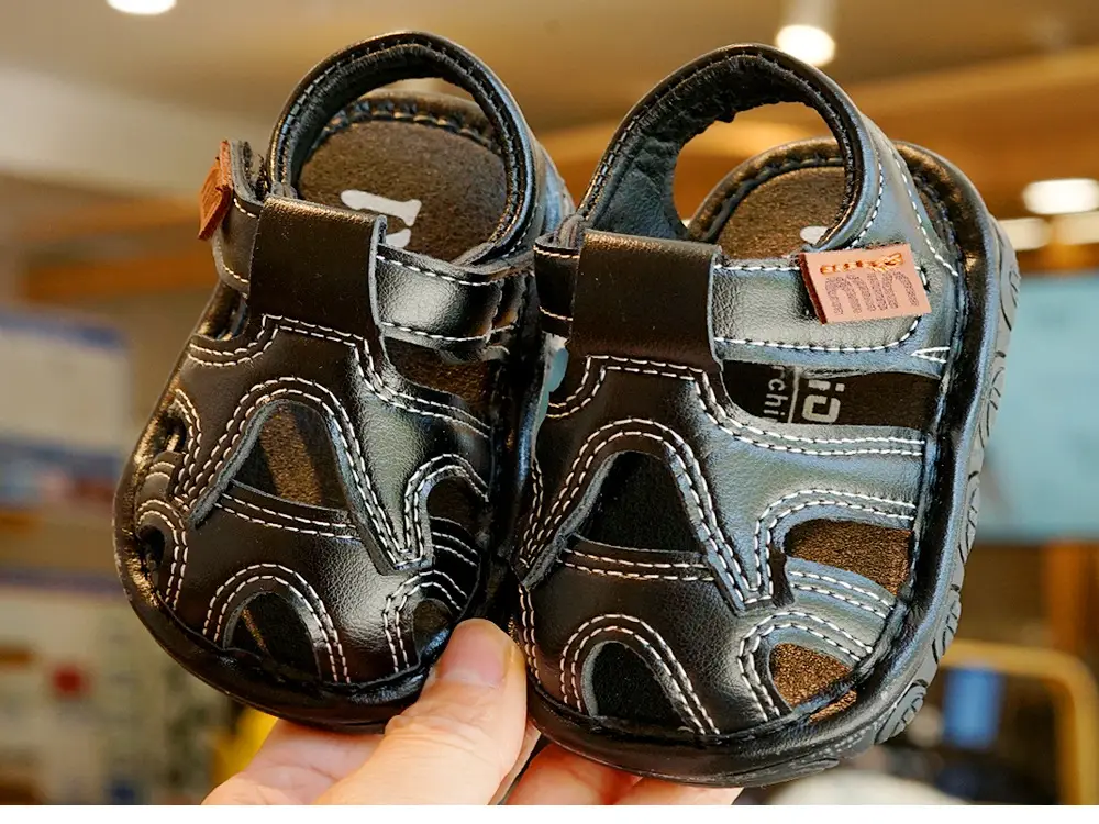 Toddler Sandals White Leather 1-2Yrs Non-Slip Sole — feature 6