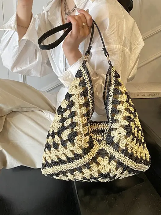 Straw Woven Shoulder Bag Large Capacity for Women