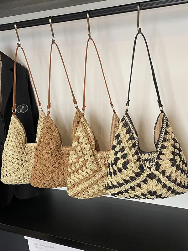 Straw Woven Shoulder Bag Large Capacity for Women
