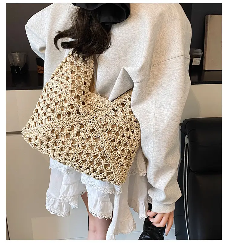 Straw Woven Shoulder Bag Large Capacity for Women — feature 2