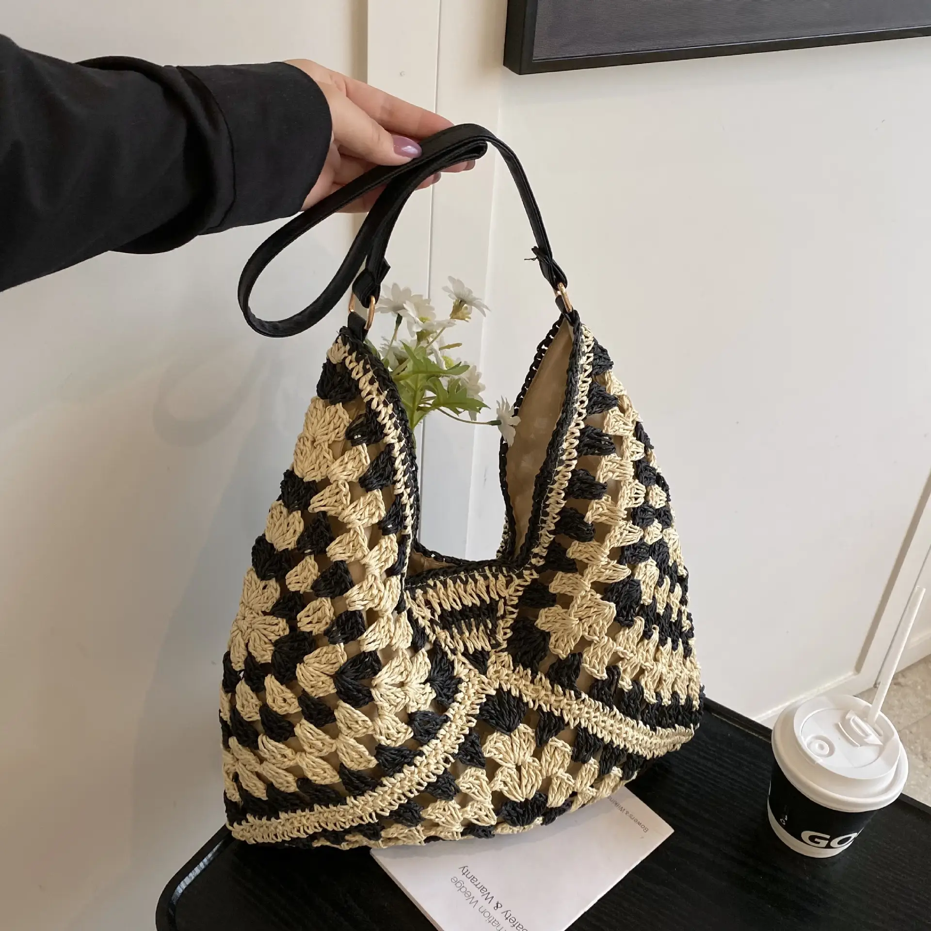 Straw Woven Shoulder Bag Large Capacity for Women