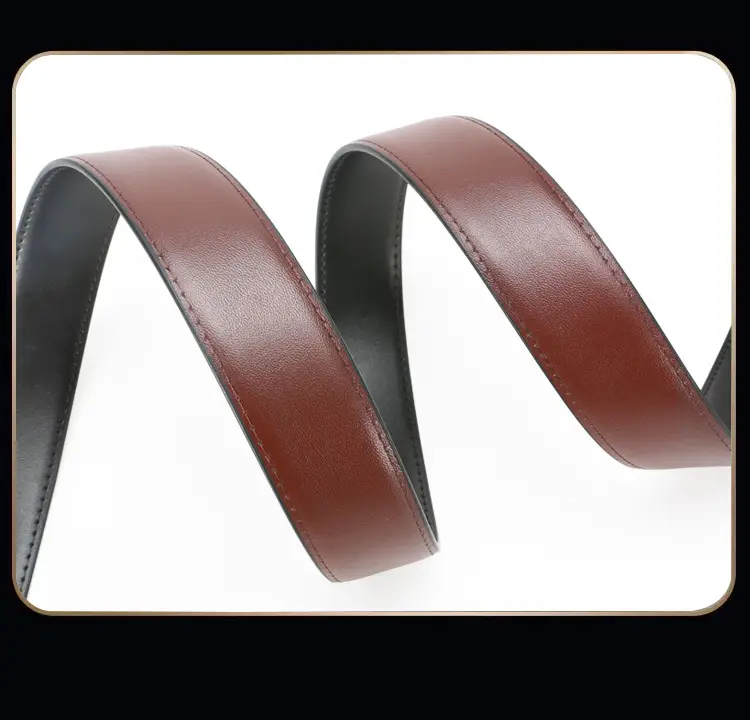 Men's Rotating Pin Buckle Belt Brown Black Leather Belt — feature 3