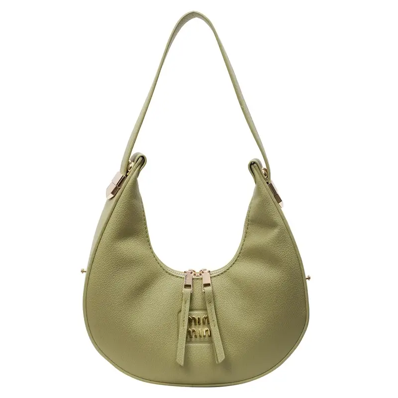 Women's Pink Leather Crescent Shoulder Bag - Image 9