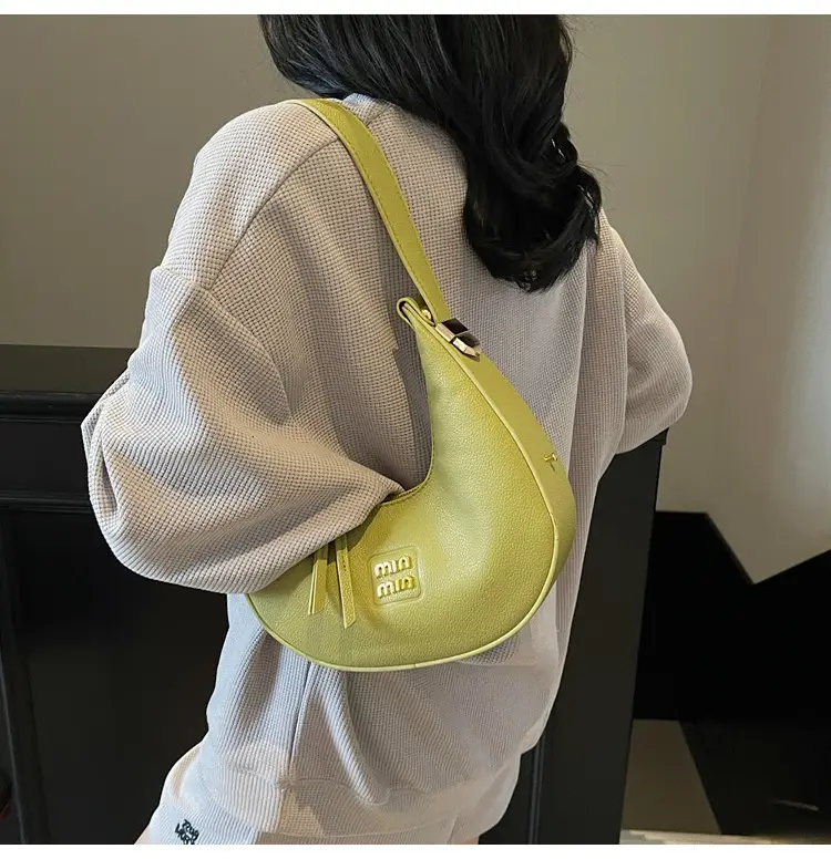 Women's Pink Leather Crescent Shoulder Bag — feature 16