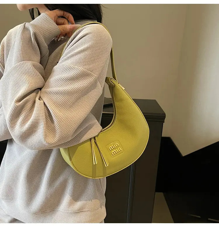 Women's Pink Leather Crescent Shoulder Bag — feature 18