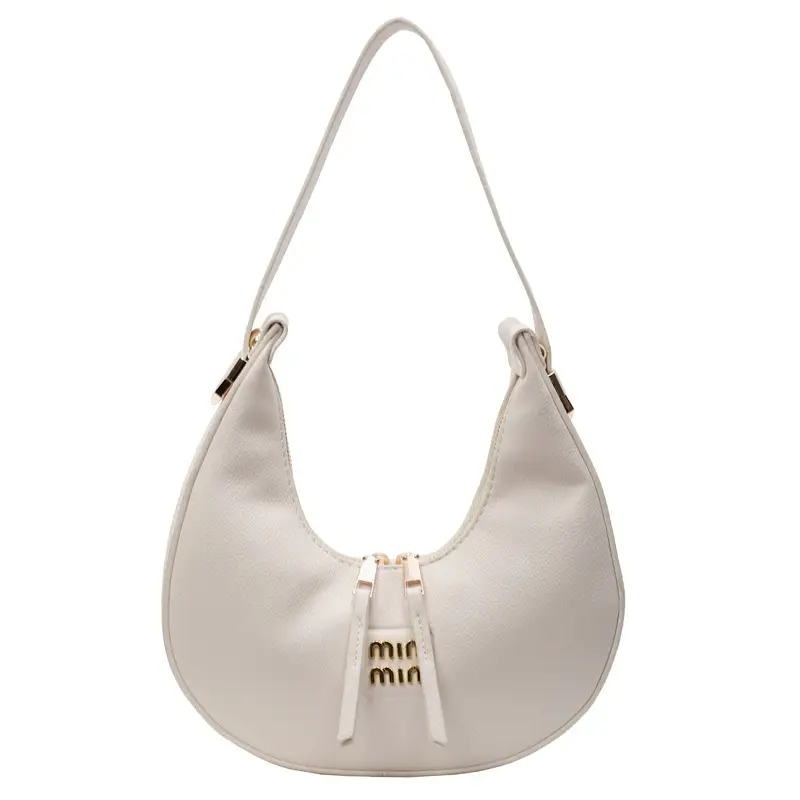 Women's Pink Leather Crescent Shoulder Bag - Image 4
