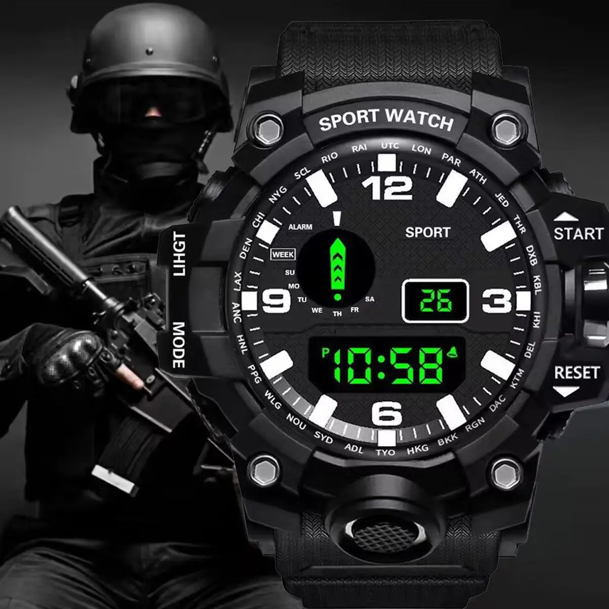 Luminous Waterproof Sports Watch for Men Women