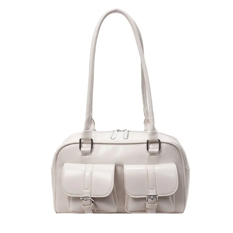 Brown Retro Shoulder Bag for Women with 5 Pockets - Image 2