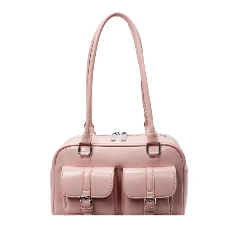 Brown Retro Shoulder Bag for Women with 5 Pockets - Image 5