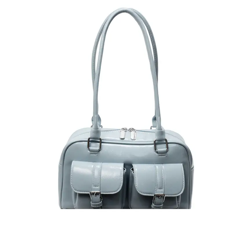 Brown Retro Shoulder Bag for Women with 5 Pockets - Image 7