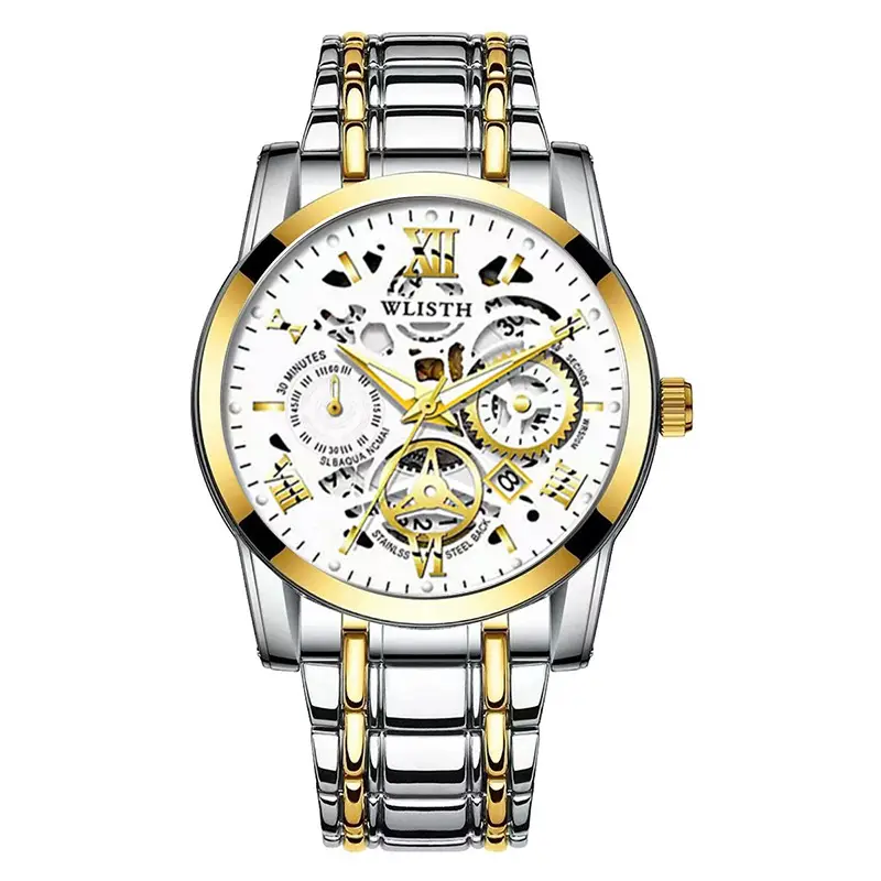 Men's Black Skeleton Watch Waterproof Luminous Calendar - Image 12