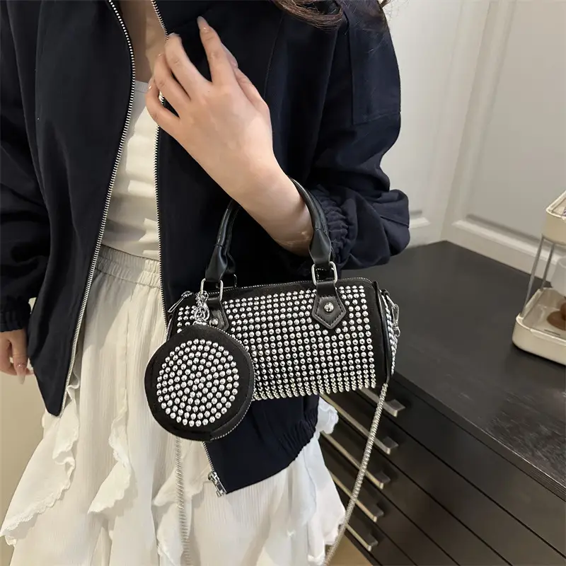 2025 Rhinestone Textured Full Diamond Handbag & Chain Crossbody Bag - Image 3