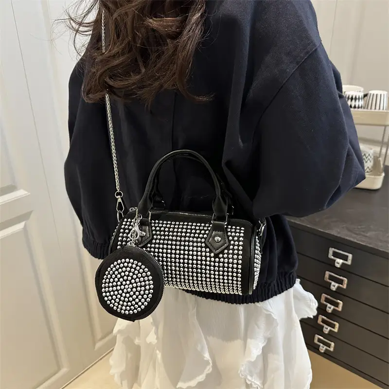 2025 Rhinestone Textured Full Diamond Handbag & Chain Crossbody Bag - Image 4