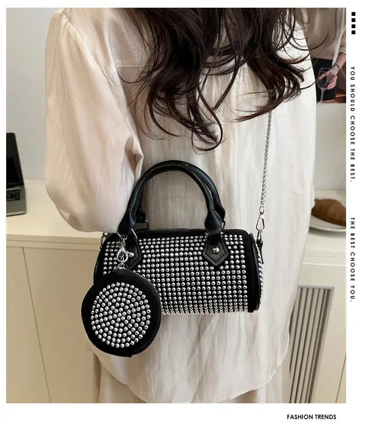 2025 Rhinestone Textured Full Diamond Handbag & Chain Crossbody Bag — feature 2