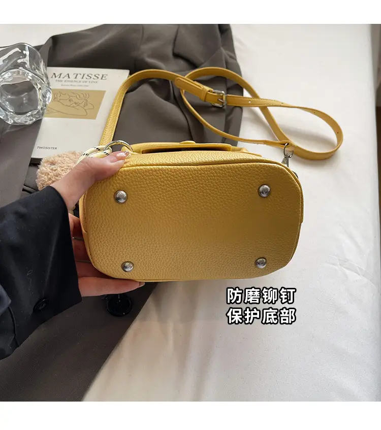 Women's tan Beige Shoulder Bag with Teddy Bear Charm — feature 10