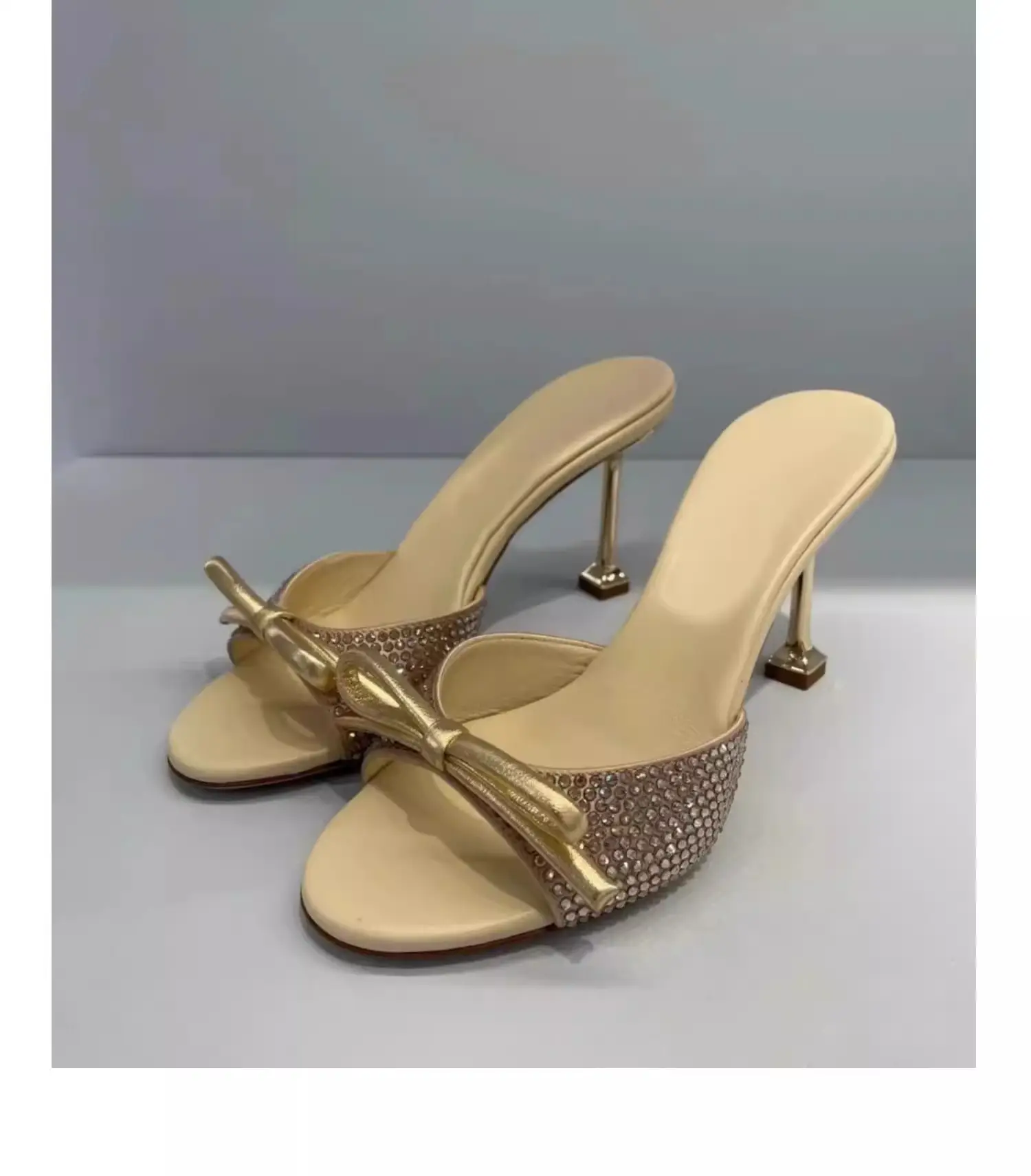 Champagne Crystal Bow Rhinestone High Heels Women Summer 2025 — feature 4
