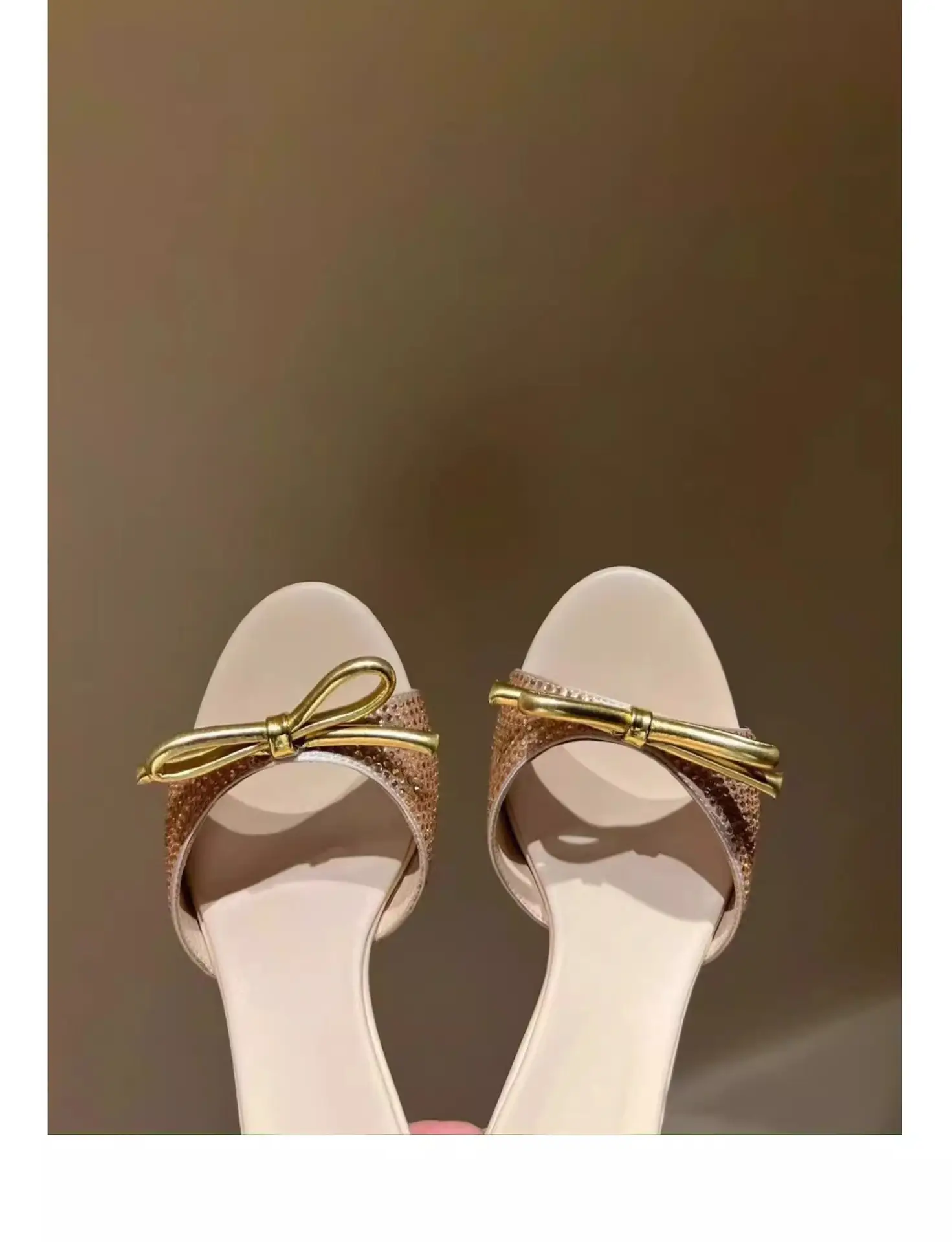 Champagne Crystal Bow Rhinestone High Heels Women Summer 2025 — feature 8