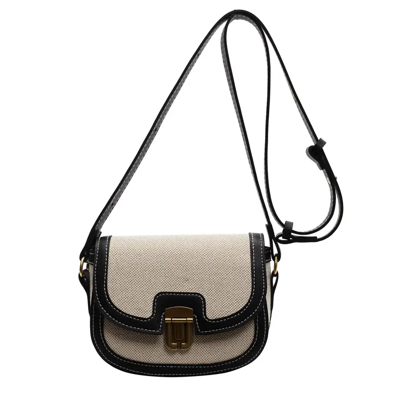 2025 Korean Style Pu Canvas Single Shoulder Bag Contrasting Stitching - Image 7