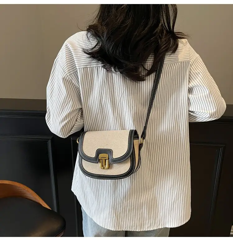 2025 Korean Style Pu Canvas Single Shoulder Bag Contrasting Stitching — feature 11