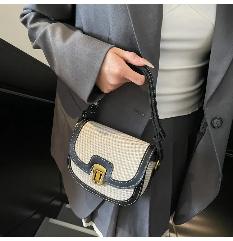 2025 Korean Style Pu Canvas Single Shoulder Bag Contrasting Stitching — feature 13